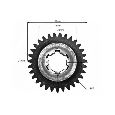 Шестерня малого редуктора Z-31 D-32 мм (привод фрезы) от интернет-магазина rossel.by